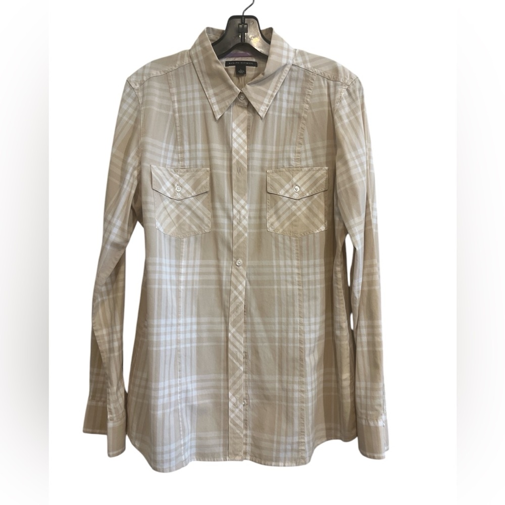 Banana Republic 100% Cotton Cream And White Button Up Shirt Size Large